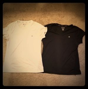 Black & White vneck Champion Performance Shirts